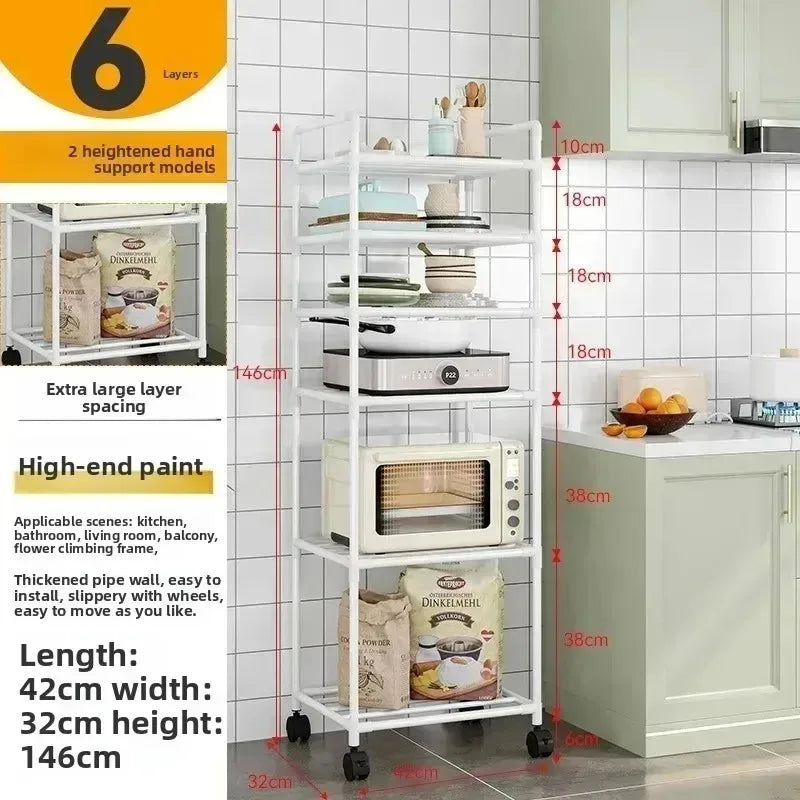 Multi-layer adjustable mobile storage truck, simple household rack, kitchen dish drain rack