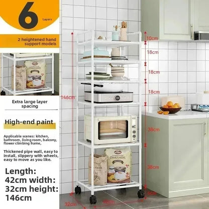 Multi-layer adjustable mobile storage truck, simple household rack, kitchen dish drain rack