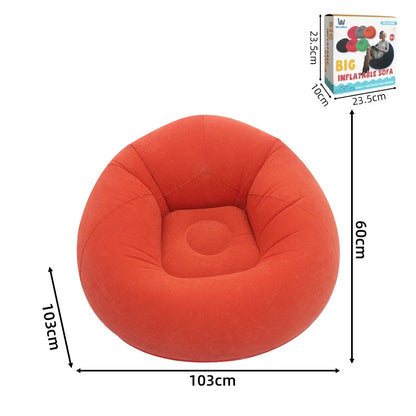 Round Flocked Inflatable Lazy Sofa,  Bean Bag Chair, Soft Skin-Friendly Inflatable Lounge Couch For Indoor Bedroom Dorm Rest