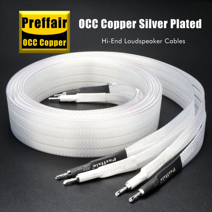 Pair Speaker Cable Horn Cable 8N OCC Silver Plated Loudspeaker Cable for CD Amplifier