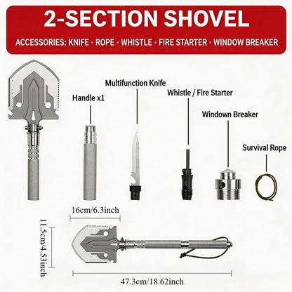 Multifunctional Folding Camping Shovel, Portable Military‑Style Survival Spade for Outdoor Camping Hiking Car Emergency