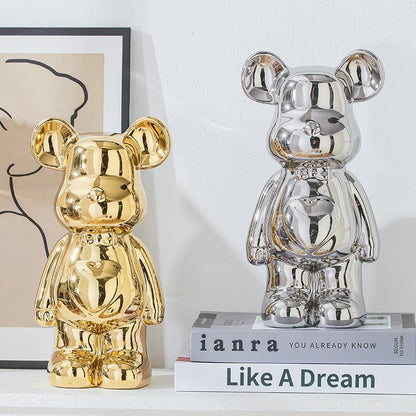 17/27/cm Aesthetic Bear Brick Ceramic Statue Teddy Bear Decor Action Figure Sculptures Ornament for Room Home Decoration Crafts