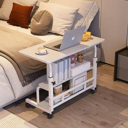 Adjustable Height Electric Standing Desk with Multi-Tier Storage Shelves Laptop Desk for Home Office Study Room Balcony