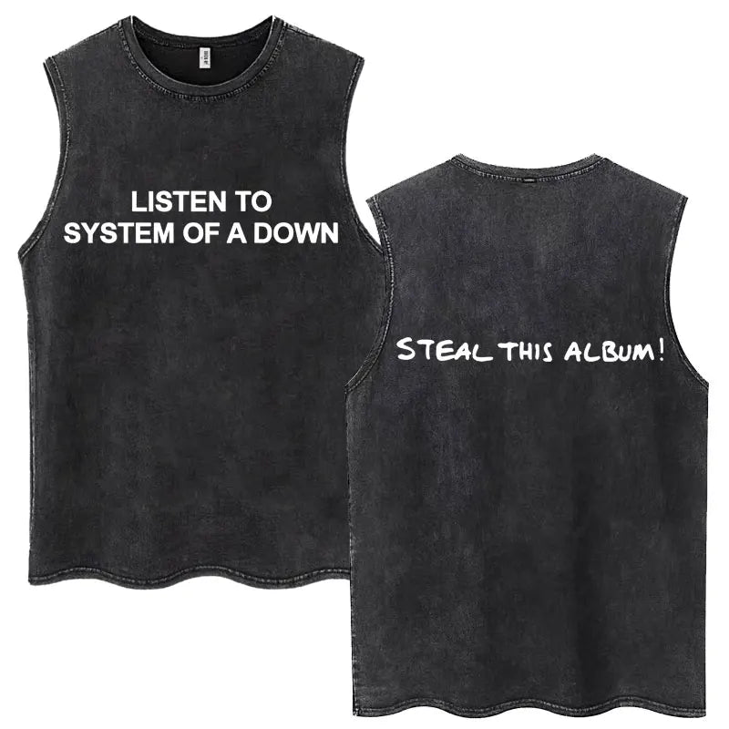 Washed Rock Band Tank Tops Men's Retro Hip Hop Sleeveless T-shirt Summer Oversized Cotton Vests Gifts Fans Gifts Streetwear Tops