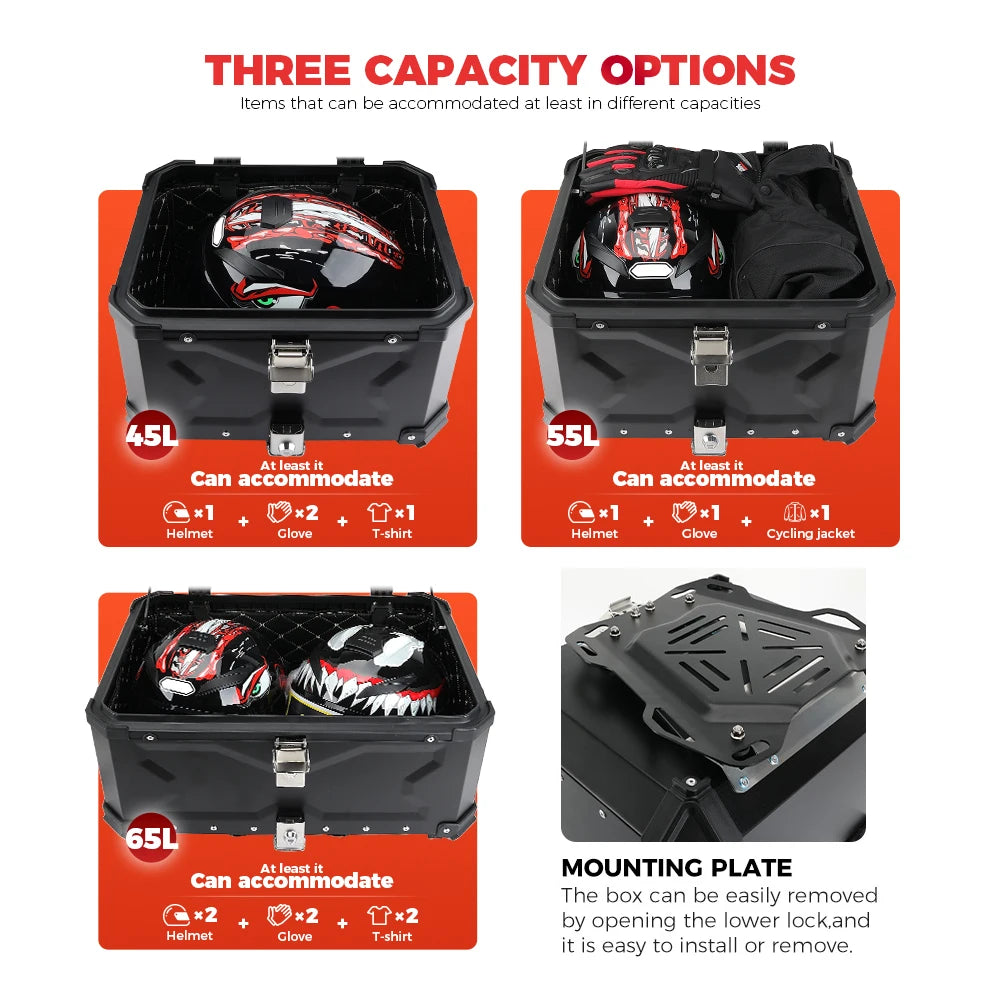CNC Aluminum Motorcycle Helmet Box Trunk Top Case Travel Luggage Storage Box for BMW R1200GS Adventure 1200 GS R1250GS ADV