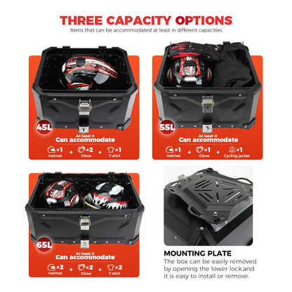 CNC Aluminum Motorcycle Helmet Box Trunk Top Case Travel Luggage Storage Box for BMW R1200GS Adventure 1200 GS R1250GS ADV