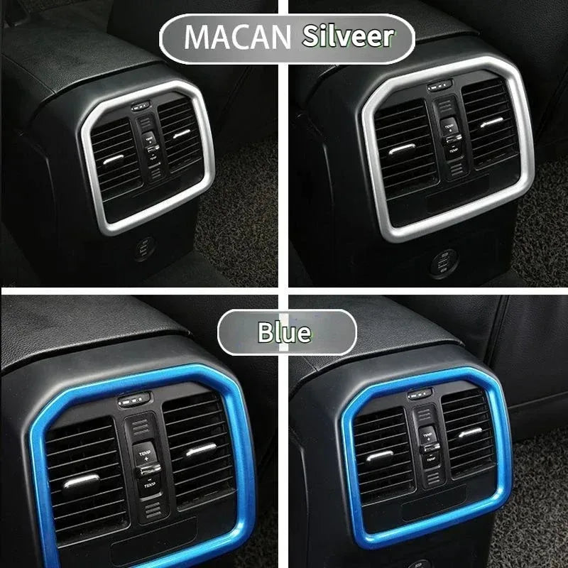 For Porsche Macan Cayenne 2011-2022 ABS Red Car Rear Air-conditioning Outlet Frame Cover Trim Interior Car Accessories