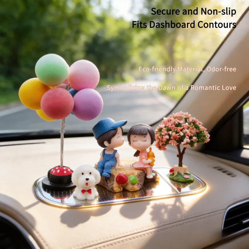 Cute Cartoon Couple, Car Decoration, Romantic Figurines, Balloon Decor, Car Ornament, Dashboard Accessory, Romantic Gift