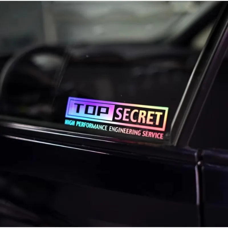 TOP SECRET Sticker Holographic Vinyl Decal Color Changing Laser Car Laptop JDM Style Waterproof 2D Auto Decor