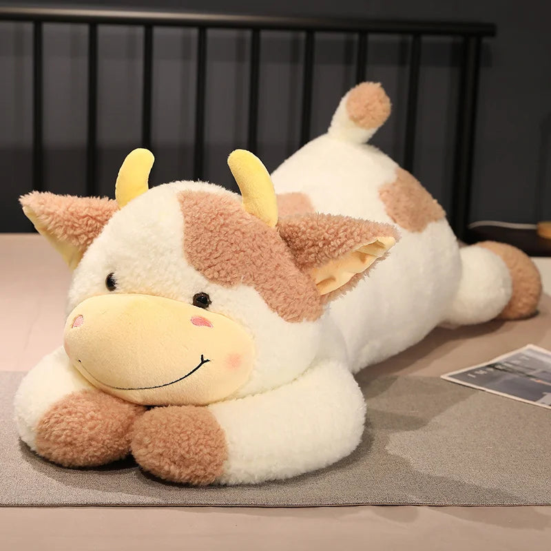 Hot 1pc 90cm Lovely Milk Cow Plush Toys Cartoon Stuffed Animal Cattle Dolls Sleeping Pillow For Baby Girls Birthday Gifts