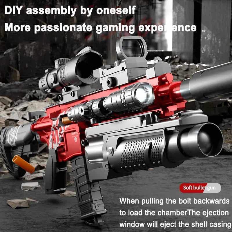 Manual Soft Bullet M416 Soft Bullet Gun Can Fire Submachine Gun Model  Toy Gun Action Loading Assault Rifle