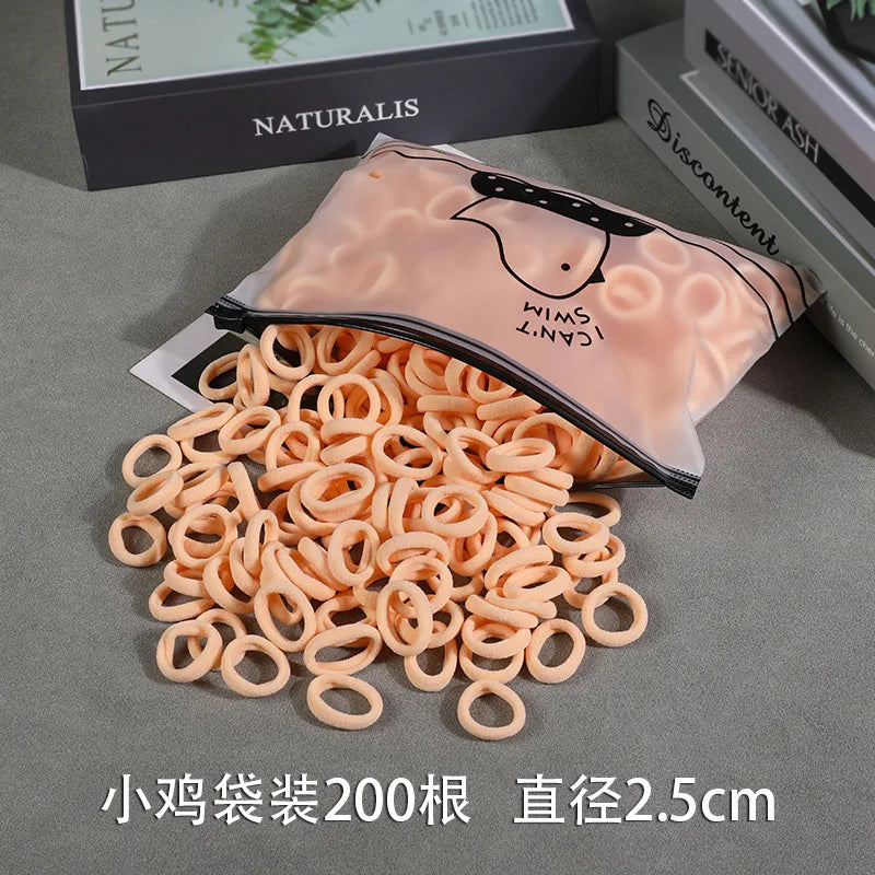 200Pcs Children's Hair Band Headgear Baby Rubber Band Women's Tie Head Girls' Headband High Elasticity Rope Hair Accessories