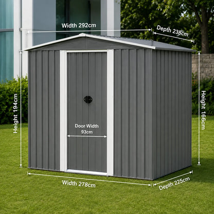 Outdoor Steel Storage Shed Garden Tool Storage House Lockable Door Waterproof Rust Resistant Backyard Patio Utility Building