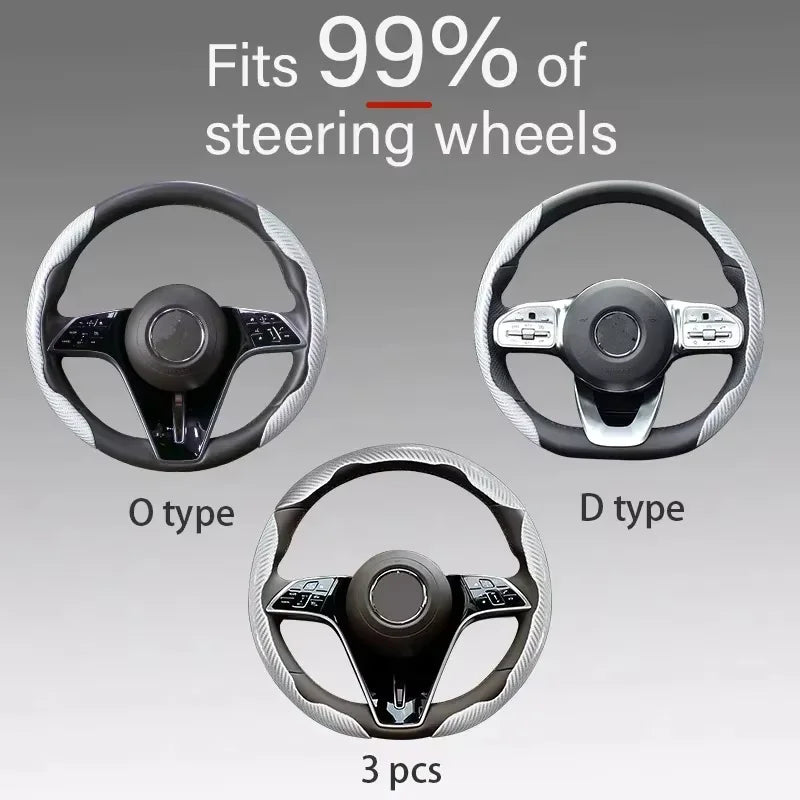 2026 Laser Carbon Fiber Silicone Car Steering Wheel Cover 1K Micro Fiber Leather PVC Wheel Booster Cover Non-Slip Universa