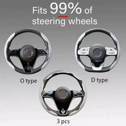 2026 Laser Carbon Fiber Silicone Car Steering Wheel Cover 1K Micro Fiber Leather PVC Wheel Booster Cover Non-Slip Universa