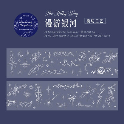 JIANQI 50mm*2m PET Tapes White pattern DIY Scrapbooking Decor Photo Album Collage Junk Journal Materials Aesthetics Stickers