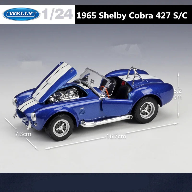 WELLY 1:24 1965 Shelby Cobra 427 S/C Alloy Sports Car Model Diecast Metal Classic Racing Car Vehicles Model Simulation Kids Gift