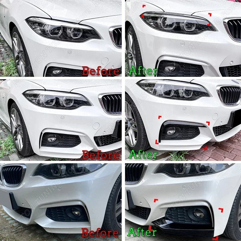 For BMW F87 M2 F22 F23 220i 228i 230i M235i M240i M Sport Headlight Eyebrow & Front Bumper Spoiler Wind Knife Splitter 2014-2022