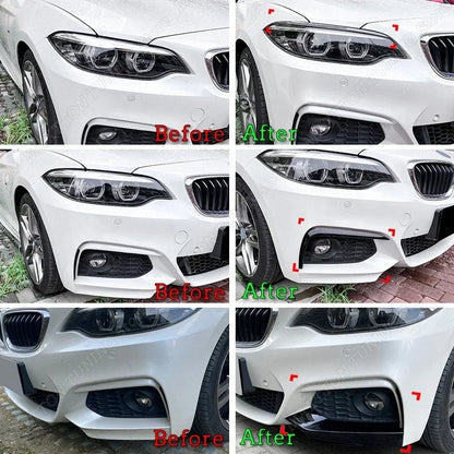 For BMW F87 M2 F22 F23 220i 228i 230i M235i M240i M Sport Headlight Eyebrow & Front Bumper Spoiler Wind Knife Splitter 2014-2022