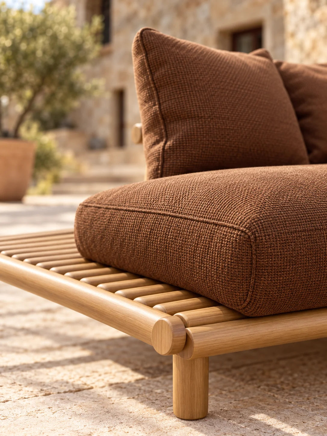 Weather Luxury Teak Frame PE Rattan Waterproof Sofa Set Outdoor Furniture Perfect For Garden Patio Poolside Beach Hotel