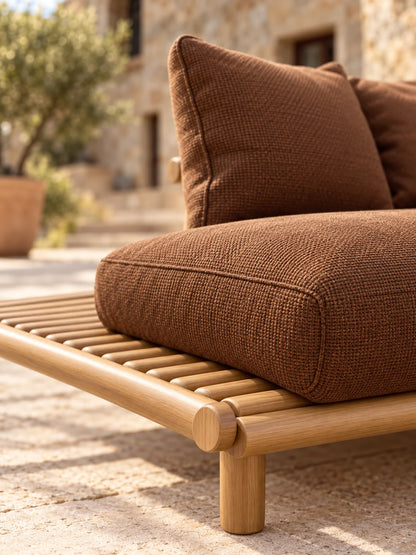 Weather Luxury Teak Frame PE Rattan Waterproof Sofa Set Outdoor Furniture Perfect For Garden Patio Poolside Beach Hotel