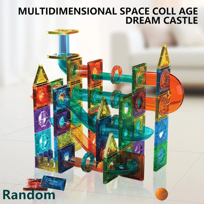 Magnetic Tiles Marble Run Toy 3D Clear STEM Educational Pipe Track Ball Building Blocks Kids 3+ Brain Development Kit