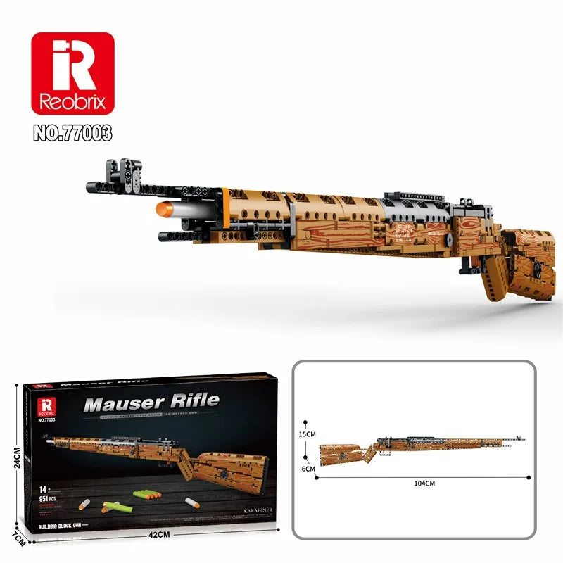 Mauser Kar98K Building Block Model Can Shoot Heavy Sniper Rifle Assemble Bricks Military Weapons Series DIY Toys Holiday Gifts