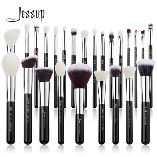 Jessup Makeup Brushes 15-25pcs Make Up Brush Set Professional Natural Synthetic Foundation Powder Contour Blending Eyeshadow