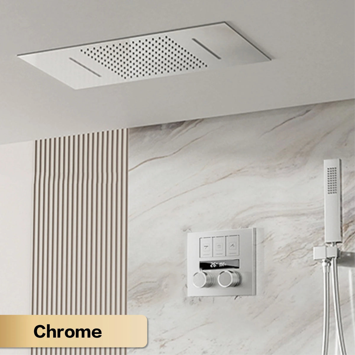 AITANA Luxury Black Brass Bathroom Faucet with Constant Temperature Digital Display Design Cold & Hot Dual Control Wall Shower