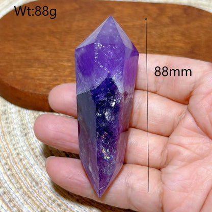 Natural Crystal Two Color Amethyst Double Point Tower Healing Rainbow High Quality Gemstones Energy Home Decorations Gift