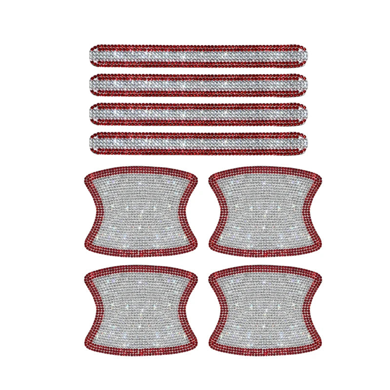 8PCS Universal Car Door Handle Sticker Decal Warning Diamond Auto Strip Driving Safety Bling Car Accessories for Girls Wholesale