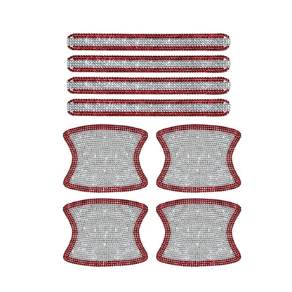 8PCS Universal Car Door Handle Sticker Decal Warning Diamond Auto Strip Driving Safety Bling Car Accessories for Girls Wholesale