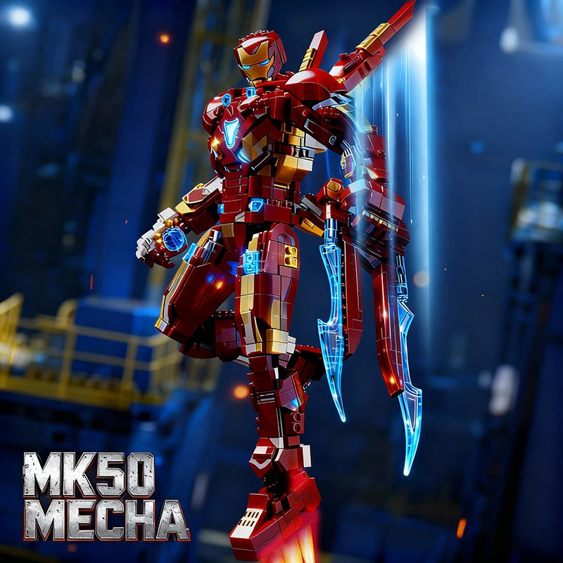 Superheroes Robot Blocks Action Figures Iron Man MK50 War Mecha MOC Building Toys Festival Gifts Adult 1500+pcs Cool Ornament