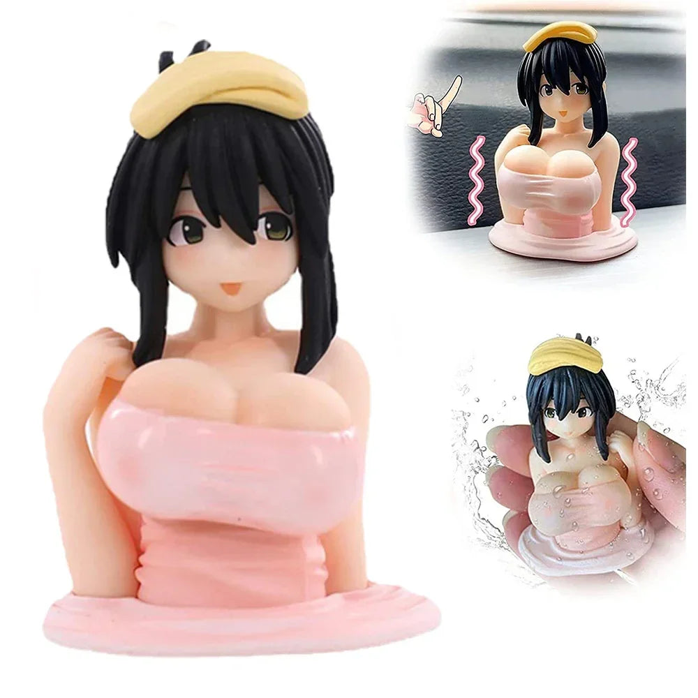 1/2pcs Car Phone Holder Bikini Beach Girl Cartoon Anime Cute Kanako Chest Shaking Ornaments Car Dashboard Decoration Interior