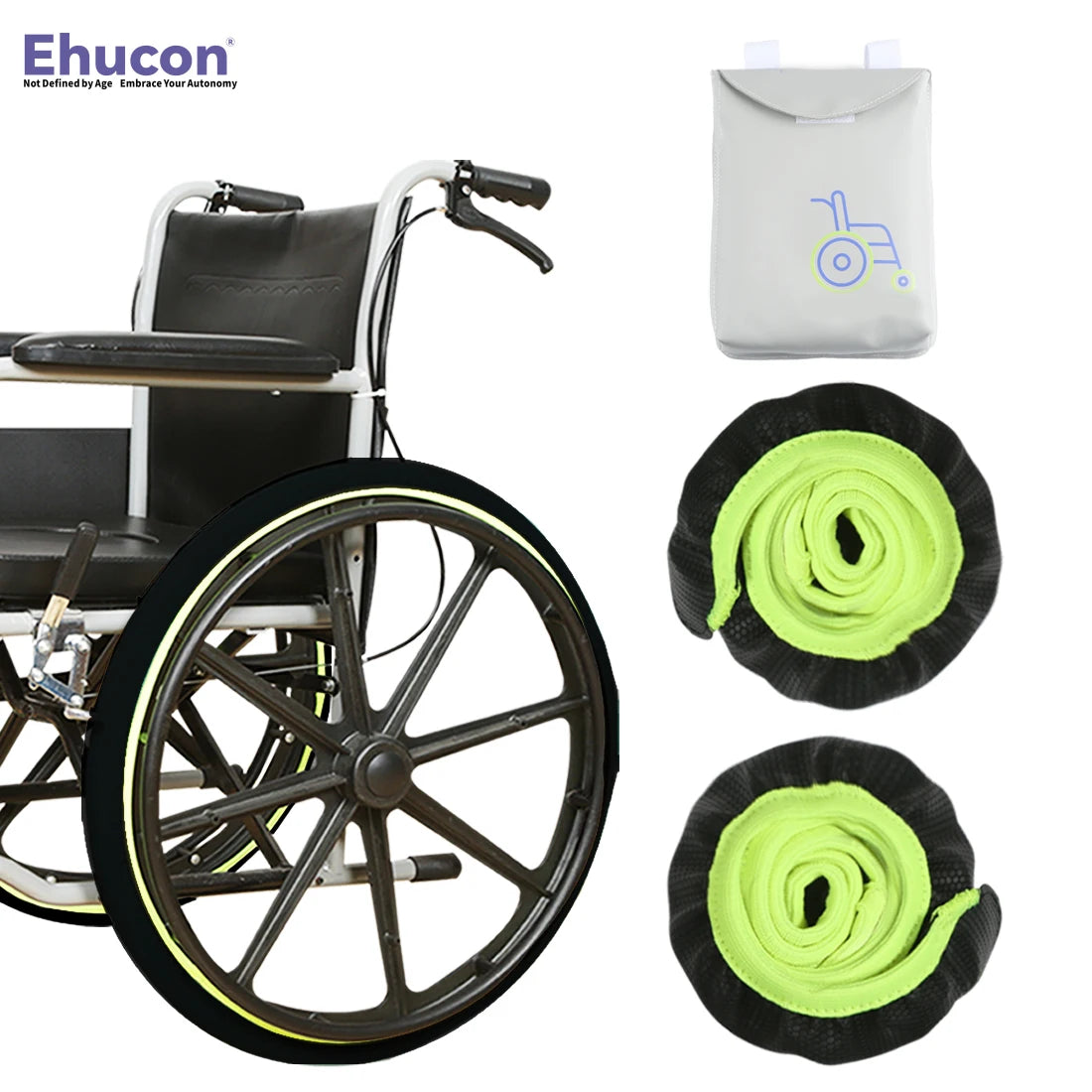 Ehucon Wear-Resistant Wheelchair Slippers Wheelchair Accessories Tire Cover to Protect Floor Carpet,Multiple Sizes Wheel Cover