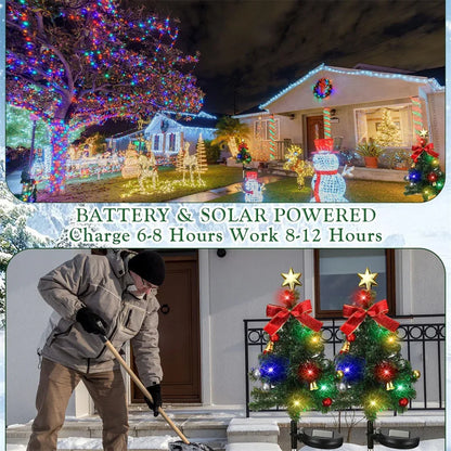 Christmas Solar Tree Light Outdoor Decorations Garden Stake Lighted Yard LED Solar Stakes Trees for Pathway Lawn Patio Ornament