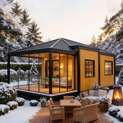 Hot Sale Mobile Tiny Home Forest Cabin Warehouse Barn Prefab House Expandable Steel Container House Sunroom Garden Rooms