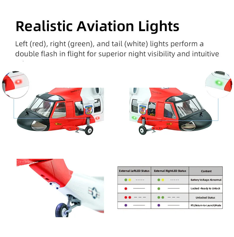 FLYWING MH-60T Jayhawk Scale Helicopter 470 Class LED Light ACE Controller MH60T RC Helicopter MH60 Helicopter with GPS ATT Mode