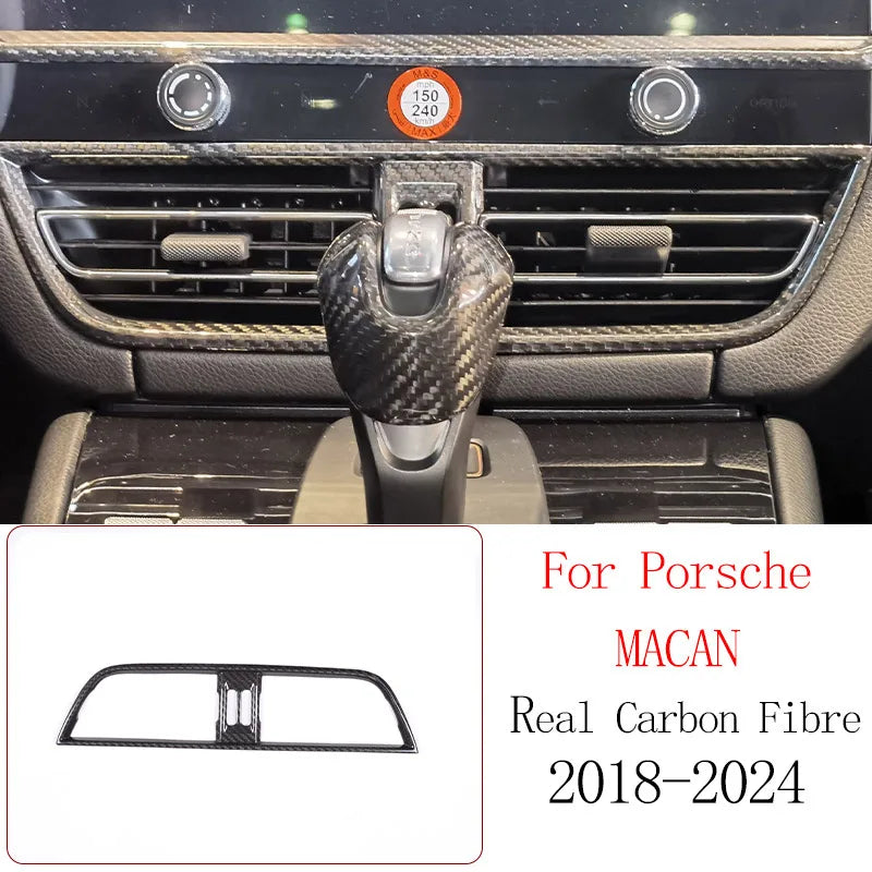 Real Carbon Fiber For Porsche Macan 2014-2020 Inner Door Central Control Gear Panel Cover Door Sill Trim Stickers Accessories