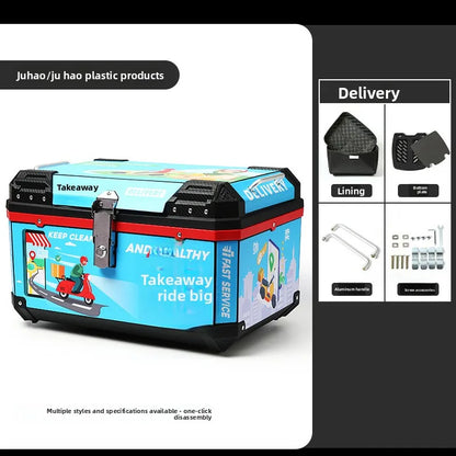 68L Electric Vehicle Trunk Large-Capacity Universal Motorcycle Tail Box Waterproof Electric Bike Delivery Storage Box