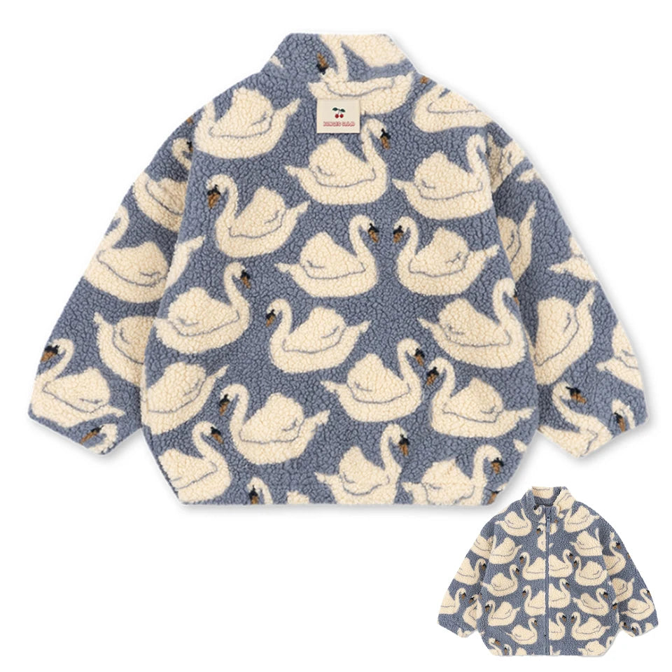 2026 KS Autumn Winter Baby Girls Boys Lambswool Jackets Boys Embroidery Cartoon Outerwear Kids Clothes Children's Coats 1-9Yrs