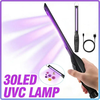 30 LED UV Sterilizer Lamp Rechargeable Handheld Ultraviolet Disinfection Bactericidal Lamp UVC Germicidal Light for Home Office