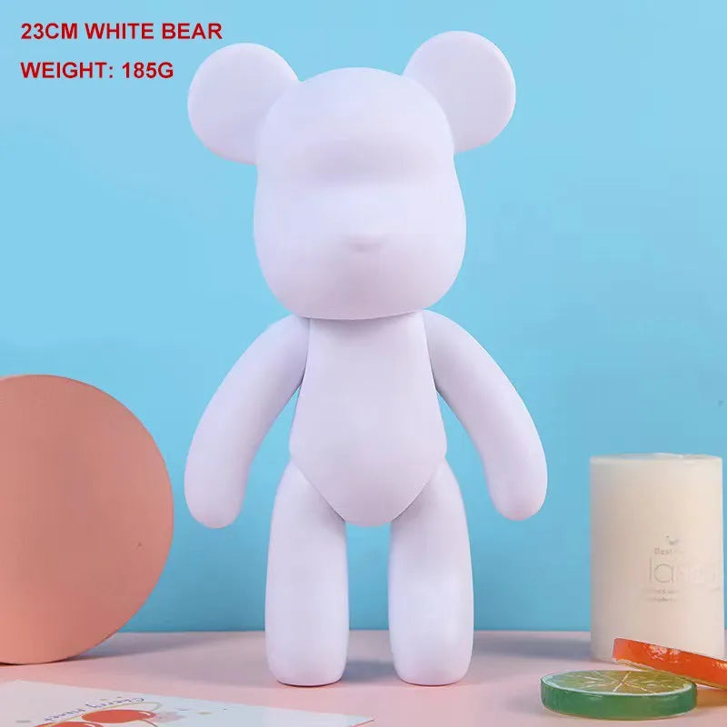 DIY Fluid Bear Sculpture Handmade Violent Bear Bearbrick White Blank Mold Doll Toy Graffiti Painting Ornaments Gift Home Decor