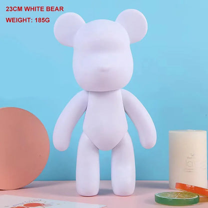 DIY Fluid Bear Sculpture Handmade Violent Bear Bearbrick White Blank Mold Doll Toy Graffiti Painting Ornaments Gift Home Decor
