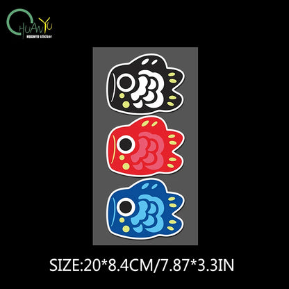 Cartoon Koi Fish Sticker Reflective Waterproof Scratch Covering Car Decal Decoration Sticker for Car Motorcycle and Electric
