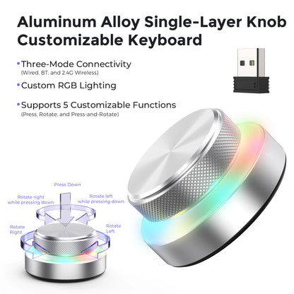 Dual-Layer Knob Wireless Custom Keyboard RGB Custom Control Volume Knob Multimedia Office Craphic Video Audio Editing Artwork