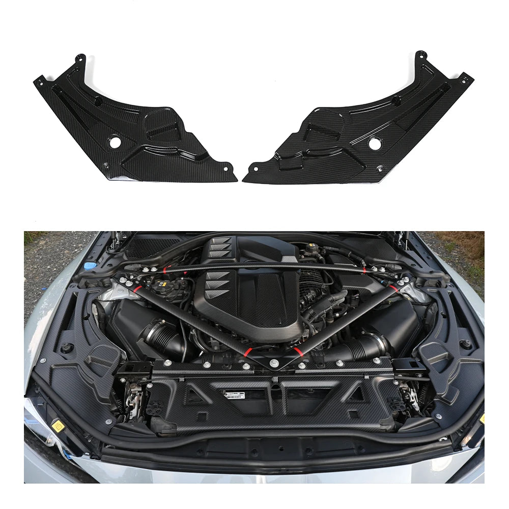 For BMW M2 M3 M4 G87 G80 G82 Genuine Dry Carbon Fiber Engine Bay Headlight Cover Lamp Eyebrow Cover Engine Bay Trim Set Body Kit
