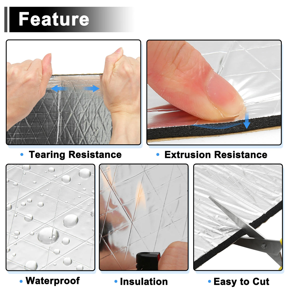 Uxcell 35/25/15pcs Self-Adhesive Sound Deadening Mat for Auto Van Sound Proofing Aluminum Foil Foam Car Thermal Insulator
