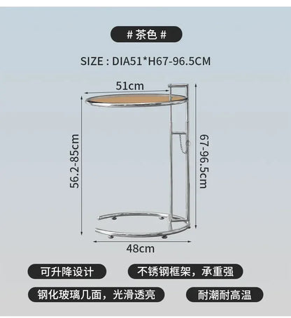 Transparent Glass Table Creative Lift Coffee Table Simple Sofa Table Nordic C-shaped Tables Geometric Round Tables