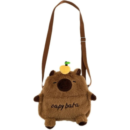 New Cartoon Capybara Crossbody Phone Bag Large Capacity Shoulder Bag Zipper with Adjustable Strap Kids Storage Bag